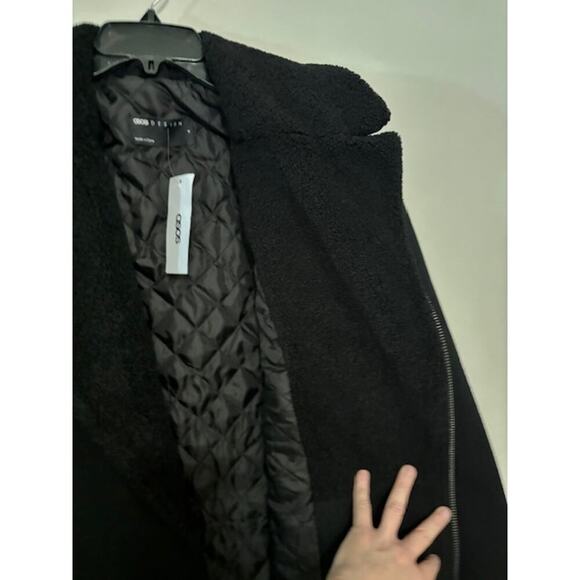 Asos Mens Jacket Coat Moto Full Zip Quilted Black Size Medium Wool Blend NWT - Picture 5 of 9